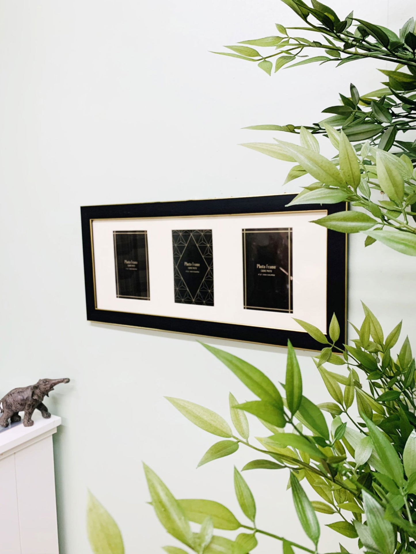 Black And Gold Triple Photo Frame 4x6"