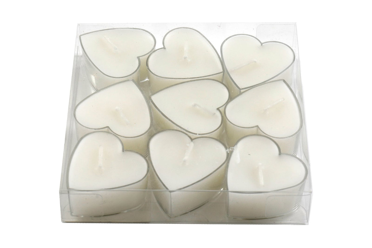 Pack of Nine Small Heart Shaped Tea Light Candles