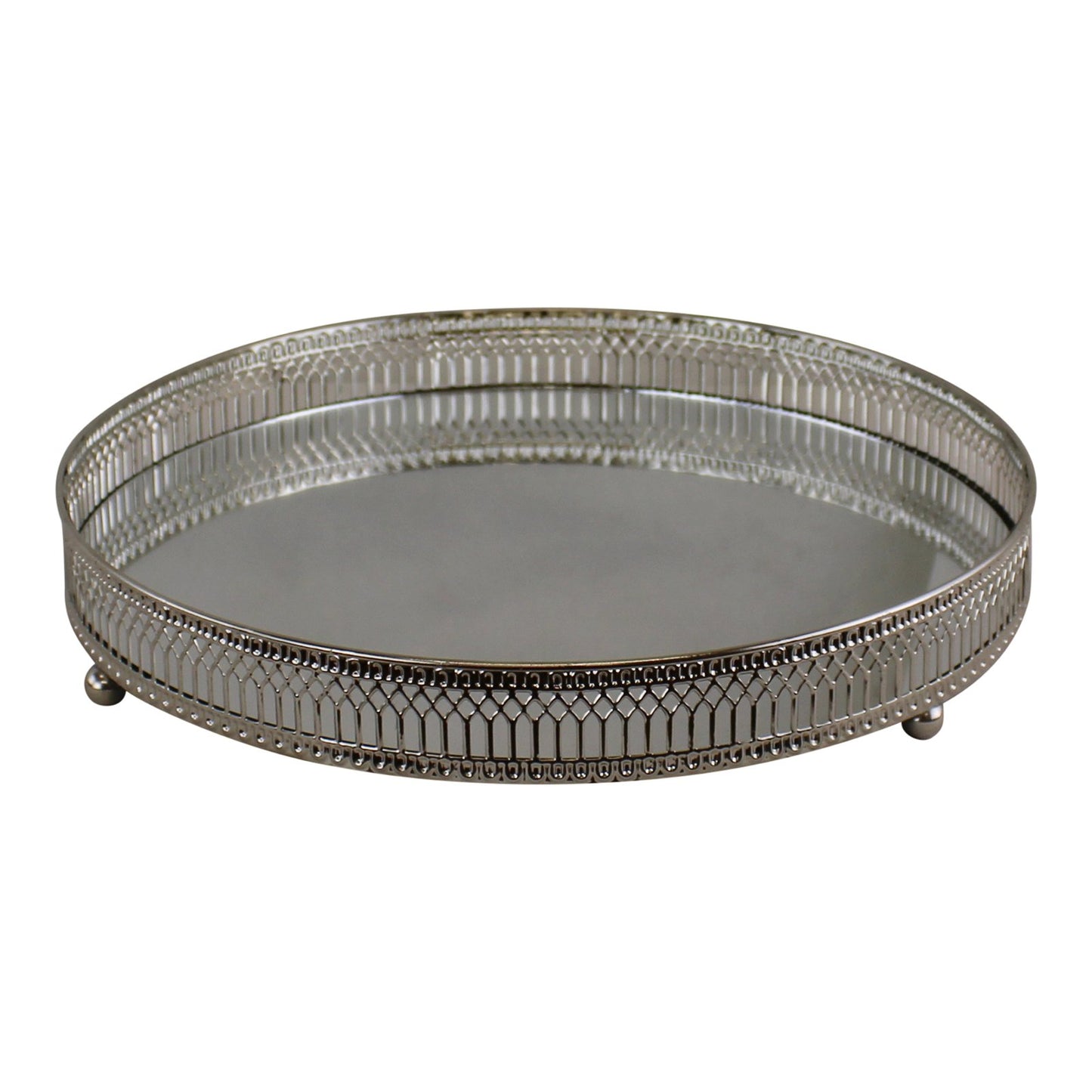 Large Silver Mirror Candle Plate