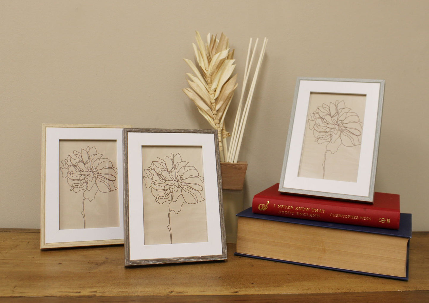 Set of Three Photo Frames with Wood Edge