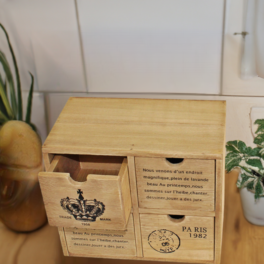 4 Drawer Rustic Storage Unit, Trinket Drawers