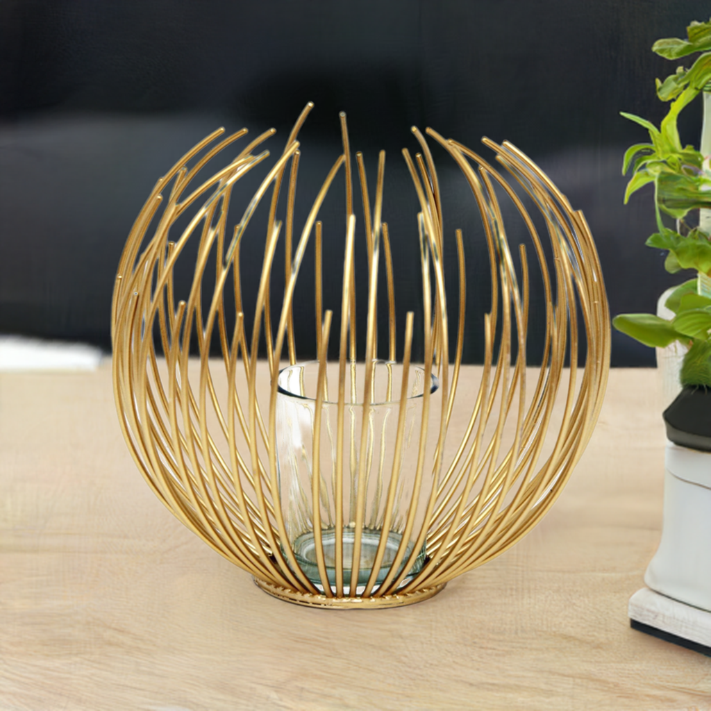 Gold Wire Candle Holder 16cm